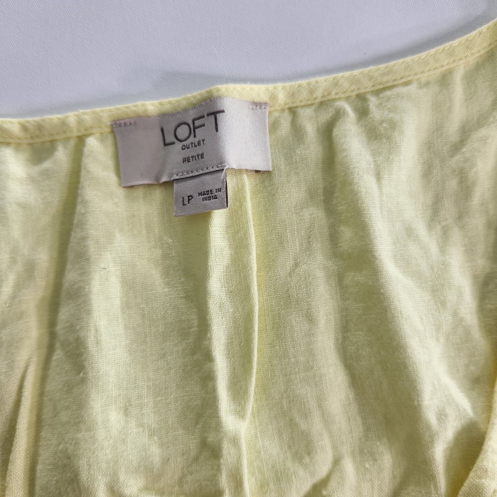 Loft Outlet Women's Top Blouse Size LP Petite yellow Sleeveless linen blend 01 - Picture 2 of 6